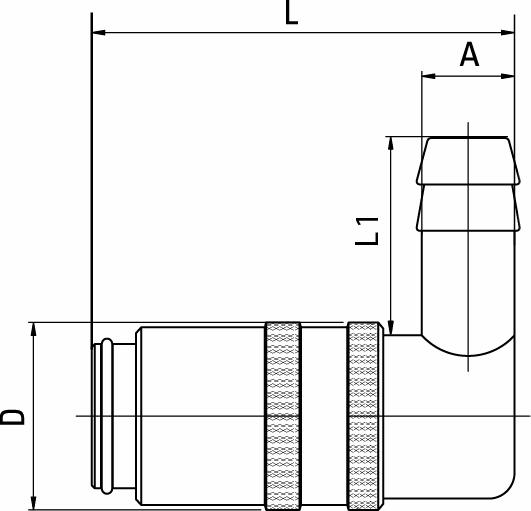 Koppeling 90º Slangtule Hasco* stijl
