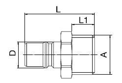 Verbindingsnippel met ventiel kort model