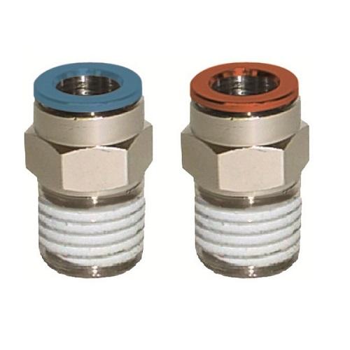 Raccord autobloquant droit en laiton nickelé bague couleur