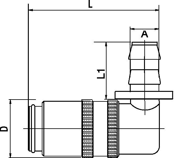 Koppeling type Push-Lock Slangtule 90° Hasco* stijl